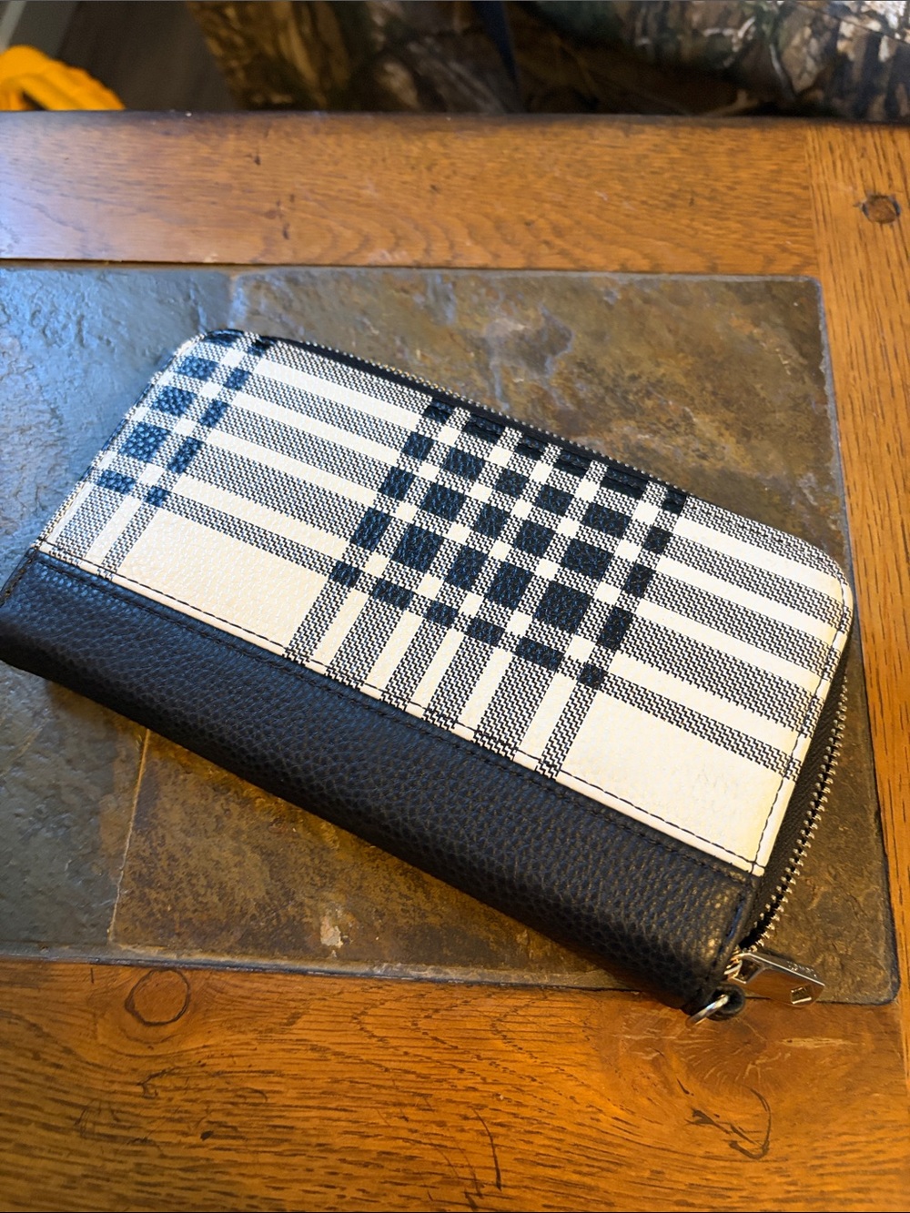 thirty-one Black and White Plaid Zip Wallet